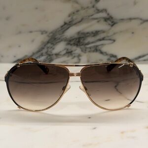 Dior Gold Frame Aviator Sunglasses with Brown Gradient Lenses